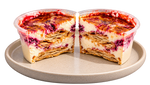 Torta Palmera partida sobre un plato, sin fondo